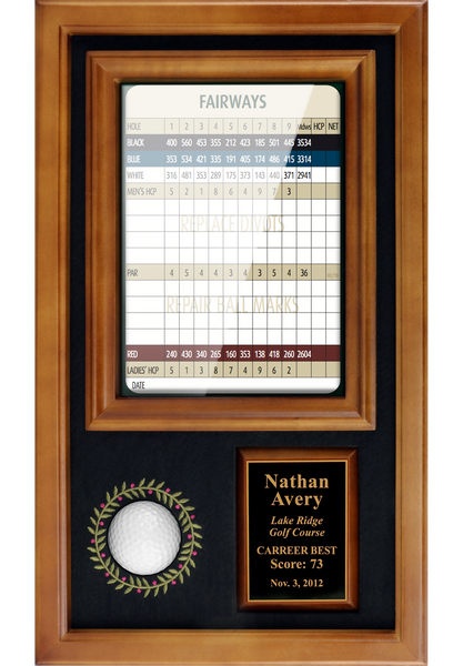 Memorable Moments Ball & 6"x8" Scorecard Display - Wood - My Golf Memories