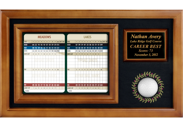 Memorable Moments Ball & 6"x8" Scorecard Display - Wood - My Golf Memories