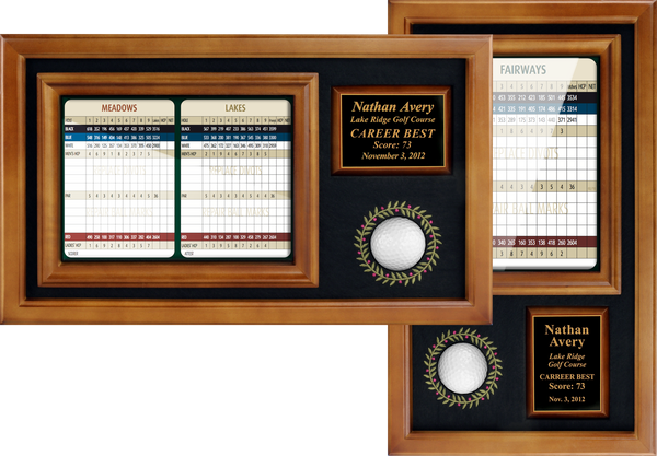 Memorable Moments Ball & 6"x8" Scorecard Display - Wood - My Golf Memories